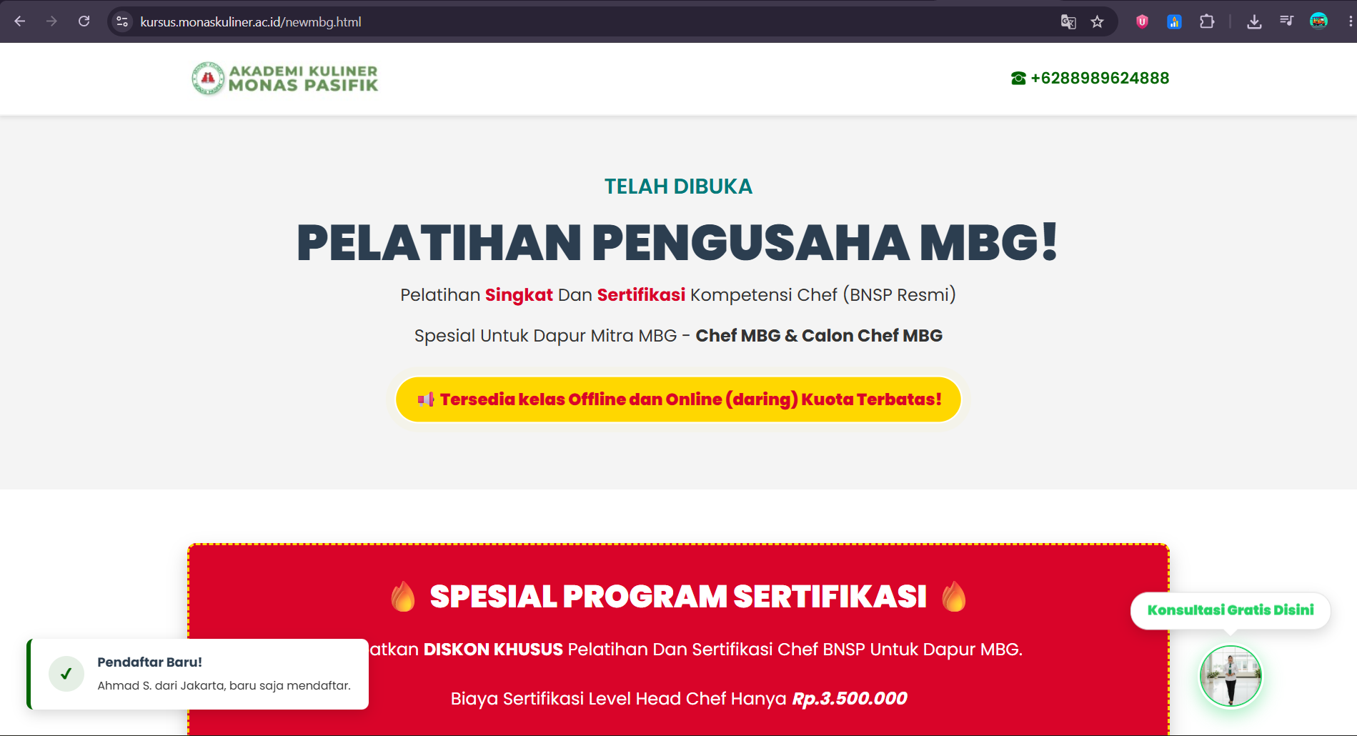 Website Pelatihan dan Kursus Chef